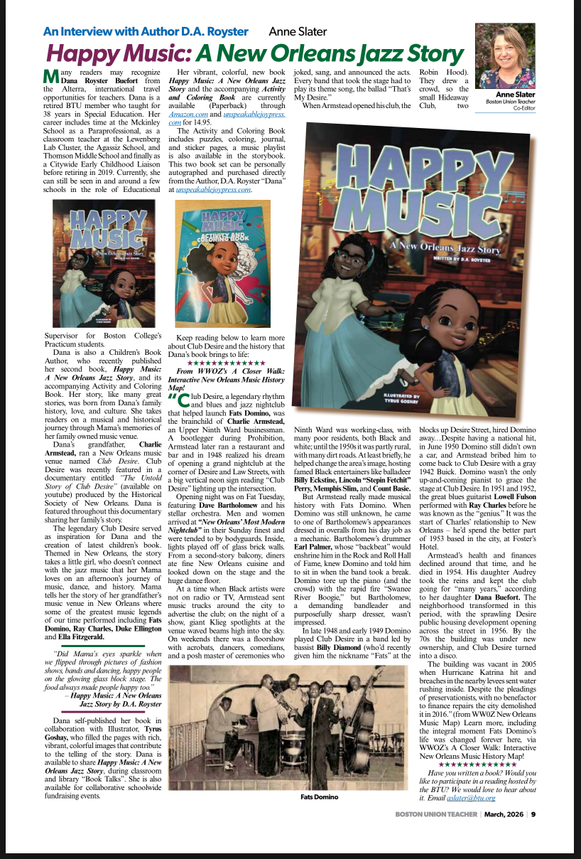 Honored to be Featured in the Boston Teachers Union Newspaper